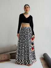 Shae by SASSAFRAS - -Women Black Velvet Crop Top With Anarkali Skirt